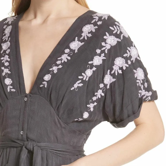 FREE PEOPLE Embroidered Tie Waist Midi Dress - Picture 5 of 7